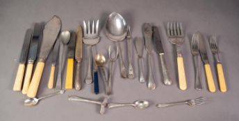 QUANTITY OF ELECTROPLATED CUTLERY, to include, PAIR OF FISH SERVERS with bone handles AND THE