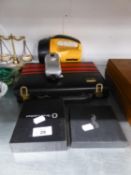 RAYOVAC HAND TORCH, ANOTHER,  BOXED CORKSCREW, HEATH LAMBERT BAR SET, BOXED AND HARRODS BACKGAMMON