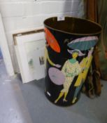 MIXED LOT- 1950?s PRINTED TIN UMBRELLA STAND, together with a SELECTION OF NINE PICTURES AND PRINTS,