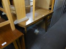 WALNUT RETRO DRAW-LEAF DINING TABLE AND A PAIR OF PANEL BACK SINGE CHAIRS (3)