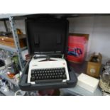 OLYMPIA TYPEWRITER, IN CASE AND A MITRE SAW (2)