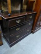 A STAINED WOOD CHEST OF TWO SHORT AND TWO LONG DRAWERS