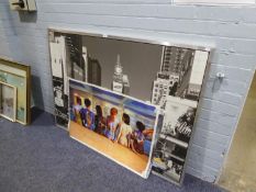 A LARGE FRAMED PHOTOGRAPHIC PRINT, NEW YORK STREET, 38? X 54? AND AN UNFRAMED POSTER PRINT ?PINK