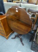 A 'A.J. EMERY', MAHOGANY CIRCULAR TILT-TOP OCCASIONAL TABLE, RAISED ON TRI-POD BASE