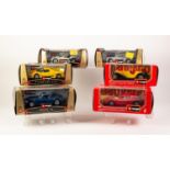 SIX BURAGO MINT AND BOXED 1/24 SCALE DIE CAST MODELS OF VINTAGE SPORTS CARS, including; Ferrari