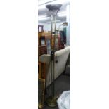 A SATIN BRONZE FINISH FLOOR LAMP WITH ADJUSTABLE READING ARM AND UPLIGHTER