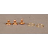 SET OF THREE 9ct GOLD DRESS STUDS and a PAIR OF SMALL 9ct GOLD CIRCULAR EARRINGS, with facet cut