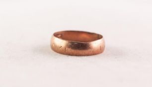 VICTORIAN 9ct GOLD BROAD WEDDING RING, Sheffield 1894, 1.4 gms, ring size H/I