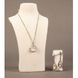 PAIR OF HALLMARKED CRAFT SILVER OPEN WORK TEAR SHAPED LARGE DROP EARRINGS, each set with a cabochon