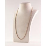 9ct GOLD ROPE CHAIN NECKLACE with ring clip, 19in (48.2cm) long (lacks end ring), 5.7 gms