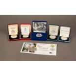 FIVE ROYAL COMMEMORATIVE SILVER PROOF COINS, comprising: EIGHTIETH BIRTHDAY CROWN, 2006, 40TH