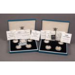 TWO PIEDFORT 1994-1997 £1 FOUR COIN SILVER PROOF SETS, supplied with certificates of authenticity