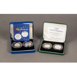 PIEDFORT 50p TWO COIN SILVER PROOF SET, 1992-1993 and 1998, (25th Anniversary of the EEC),