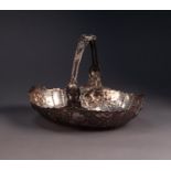 EARLY TWENTIETH CENTURY 800 MARK CONTINENTAL SILVER OVAL FRUIT BASKET, heavily embossed with