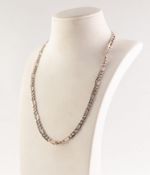 SILVER CHAIN NECKLACE with long and short links, 16in (40.6cm) long