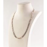 SILVER CHAIN NECKLACE with long and short links, 16in (40.6cm) long