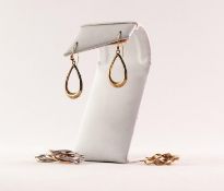 9ct GOLD AND WHITE GOLD PLAITED HOOP EARRINGS; a pair of 9ct GOLD TWISTED PATTERN HOOP EARRINGS