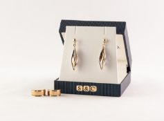 PAIR OF 9ct YELLOW AND WHITE GOLD DROP EARRINGS, each pod shaped and of four openwork strands, 2.5cm