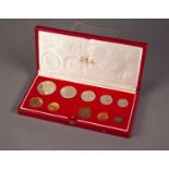 1976 SOUTH AFRICAN TEN COIN SET INCLUDING A GOLD 2 RAND AND A GOLD 1 RAND COIN, both mint, 12.1g, in