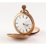 GOLD FILLED FULL HUNTER POCKET WATCH, with keyless movement marked 'Cyrus - GT', white Roman dial