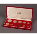 1974 SOUTH AFRICAN TEN COIN SET INCLUDING A GOLD 2 RAND AND A GOLD 1 RAND COIN, both mint, 12.1g, in
