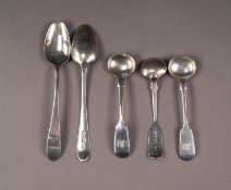 SET OF THREE VICTORIAN SILVER FIDDLE PATTERN LARGE SALT SPOONS, initialled, Exeter 1848, together