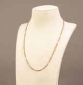 9ct GOLD CHAIN NECKLACE WITH LONG AND SHORT LINKS, 15in (38.1cm) long, 2.9 gms