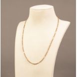 9ct GOLD CHAIN NECKLACE WITH LONG AND SHORT LINKS, 15in (38.1cm) long, 2.9 gms