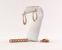 9ct GOLD BAR BROOCH in the form of a seven link curb pattern chain, 4.5cm long and TWO PAIRS OF