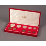 1975 SOUTH AFRICAN TEN COIN SET INCLUDING A GOLD 2 RAND AND A GOLD 1 RAND COIN, both mint, 12.1g, in