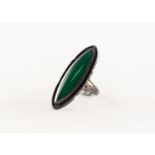 SILVER AND OVAL GREEN JADITE RING