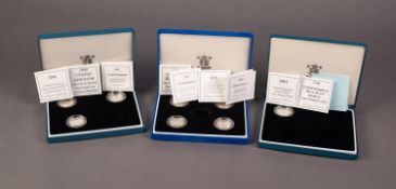 EIGHT PIEDORT SILVER PROOF £1 COINS HOUSED IN THREE PRESENTATION PART SETS, comprising: 1998,