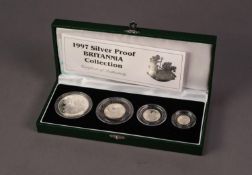 1997 FOUR COIN SILVER PROOF BRITANNIA SET, £2, £1, 50p AND 20p, supplied with certificate of