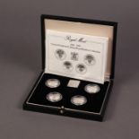 1984-1987 PIEDFORT £1 FOUR COIN SILVER PROOF SET, supplied with booklet and housed in a hard black
