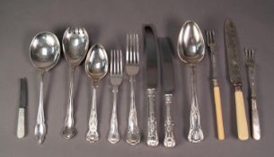 FIFTY NINE PIECE PART TABLE SERVICE OF KINGS PATTERN ELECTROPLATED CUTLERY, together with a SMALL