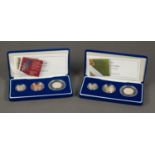 TWO 2003 PIEDFORT THREE SILVER PROOF COIN SETS, £2, £1 and Women?s Social & Political Union 50p,