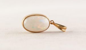 GOLD COLOURED METAL (unmarked) NECKLACE and oval OPAL PENDANT