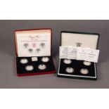 TWO ROYAL MINT £1 FOUR COIN SILVER PROOF SETS, 1984-1987 and 2000-2003, both supplie with related