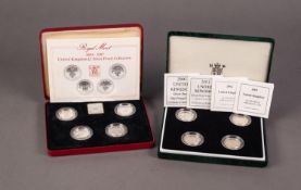 TWO ROYAL MINT £1 FOUR COIN SILVER PROOF SETS, 1984-1987 and 2000-2003, both supplie with related