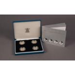 2004 £1 FOUR COIN UNITED KINGDOM SILVER PATTERN SET, heraldic beasts, supplied with booklet and