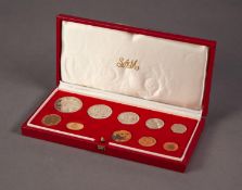 1974 SOUTH AFRICAN TEN COIN SET INCLUDING A GOLD 2 RAND AND A GOLD 1 RAND COIN, both mint, 12.1g, in