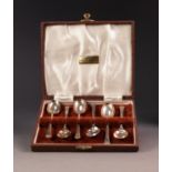 GEORGE VI CASED SET OF SIX SILVER COFFEE SPOONS with fan embossed tops, Sheffield 1949, 2oz