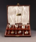 GEORGE VI CASED SET OF SIX SILVER COFFEE SPOONS with fan embossed tops, Sheffield 1949, 2oz