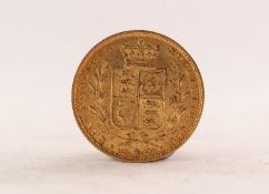 VICTORIAN GOLD SOVEREIGN, YOUNG HEAD 1853, the orientation of the obverse and the reverse is