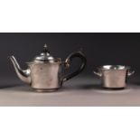 EDWARD VII SILVER TEAPOT AND MATCHING TWO HANDLED SUGAR BASIN BY MAPPIN & WEBB, both of slightly