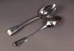PAIR OF GEORGE IV SILVER FIDDLE PATTERN TABLE SPOONS, 8 ½? (21.6cm) long, London 1823, maker?s mark: