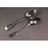 PAIR OF GEORGE IV SILVER FIDDLE PATTERN TABLE SPOONS, 8 ½? (21.6cm) long, London 1823, maker?s mark: