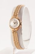 LADY'S BENTIMA STAR 9ct GOLD BRACELET WATCH with Swiss incabloc 17 jewels movement, tiny circular