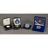 FOUR ENCAPSULATED SILVER PROOF COINS, comprising: MILLENNIUM CROWN, PIEDFORT NEW ZEALAND DOLLAR,