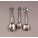GOLF PRIZE SILVER TEASPOON with embossed top, together with a MASONIC SILVER TEASPOON with enamelled